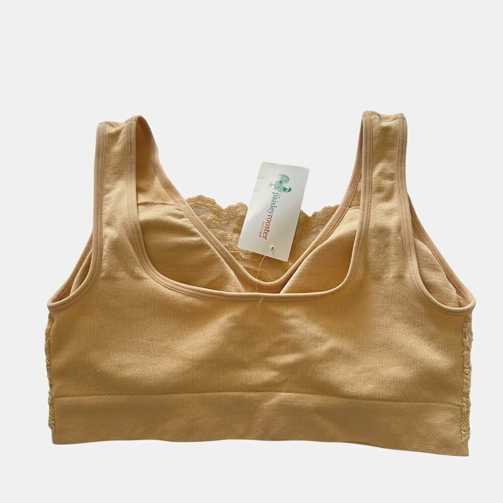 Taupe Lace Sports Bralette L Zenana Outfitters Lightweight Comfortable Fit Bra - Picture 2 of 9